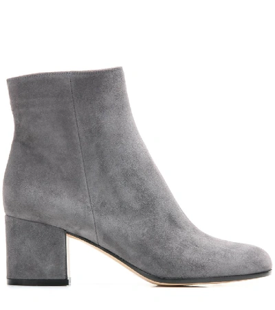 Shop Gianvito Rossi Margaux Mid Suede Ankle Boots In Lapis