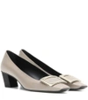 Roger Vivier Decollete Belle Vivier Patent Pumps, Stone In Light Grey