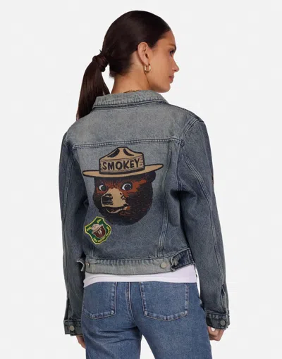 Lauren Moshi Elena Smokey Bear In Stone Wash Denim