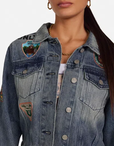 Lauren Moshi Elena Smokey Bear In Stone Wash Denim