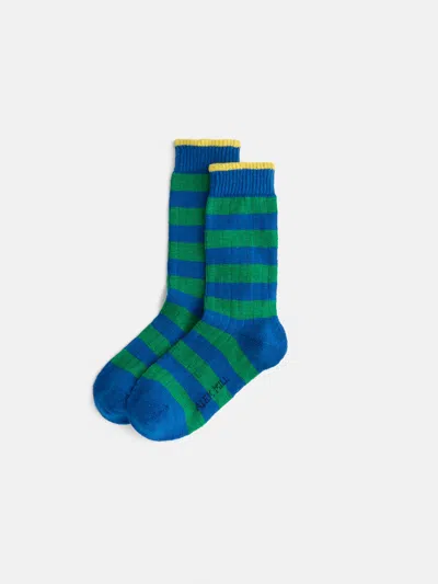 Alex Mill Cotton Stripe Socks In Blue/green