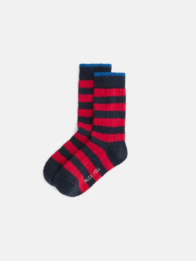 Alex Mill Cotton Stripe Socks In Red/navy