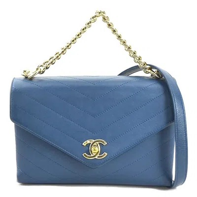 Pre-owned Chanel Blue Leather Handbag Shoulder Bag ()