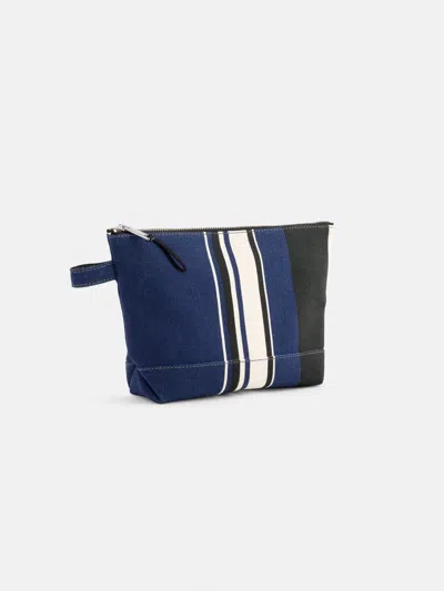 Alex Mill The Perfect Canvas Pouch In Navy Cabana Stripe In Navy/black