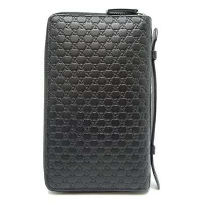 Pre-owned Gucci Black Leather Long Wallet (bi-fold) ()