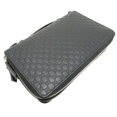 Pre-owned Gucci Black Leather Long Wallet (bi-fold) ()