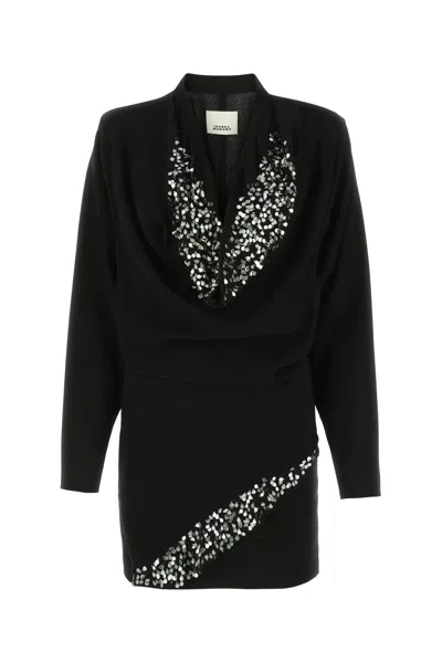 Isabel Marant Lazeli Draped Sequin-embellished Crepe Mini Dress