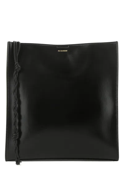 Jil Sander Women Black Leather Large Tangle Shoulder Bag In Black