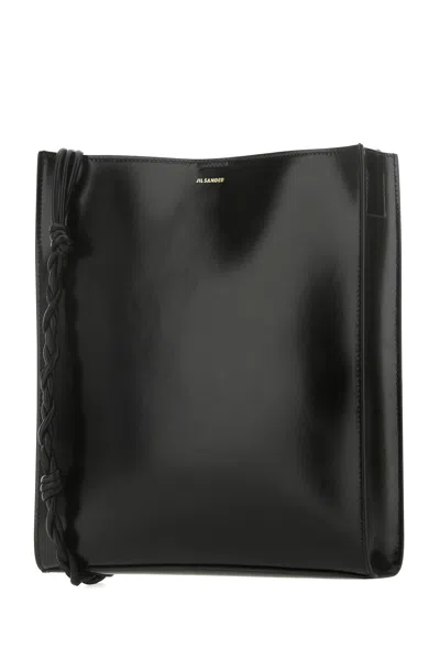 Jil Sander Women Black Leather Large Tangle Shoulder Bag In Black