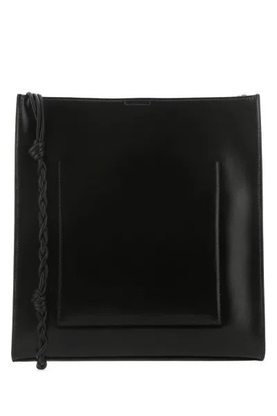 Jil Sander Women Black Leather Large Tangle Shoulder Bag In Black