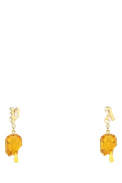 Palm Angels Melting Stones Lettering Earrings In Gold