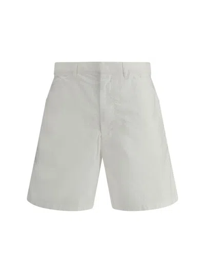 Prada Logo-patch Poplin Shorts In White