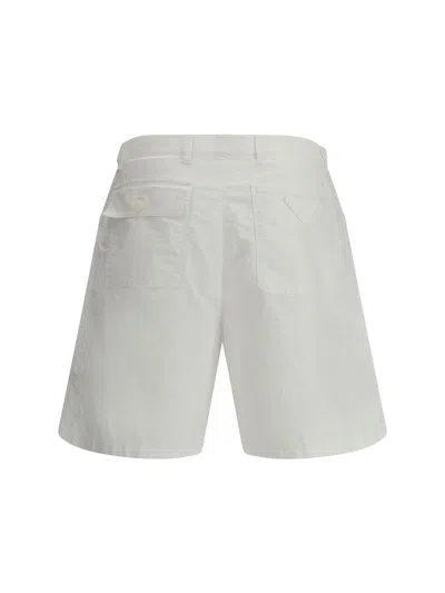 Prada Logo-patch Poplin Shorts In White