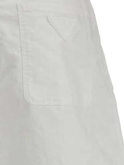 Prada Logo-patch Poplin Shorts In White