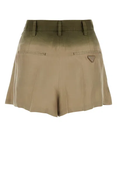 Prada Sage Green Silk Shorts
