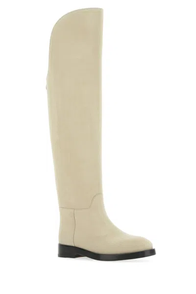 Durazzi Milano Beige Suede Equestrian Boots