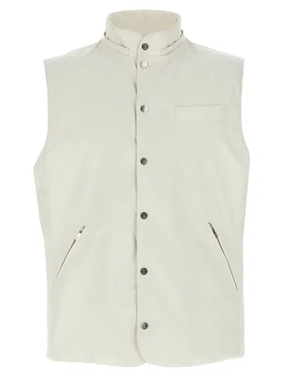 Brunello Cucinelli Sleeveless Jacket With Removable Hood In White