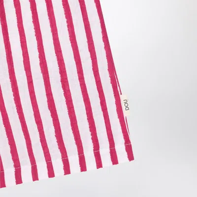 Douuod White/red Striped Bermuda Shorts In Linen In Red