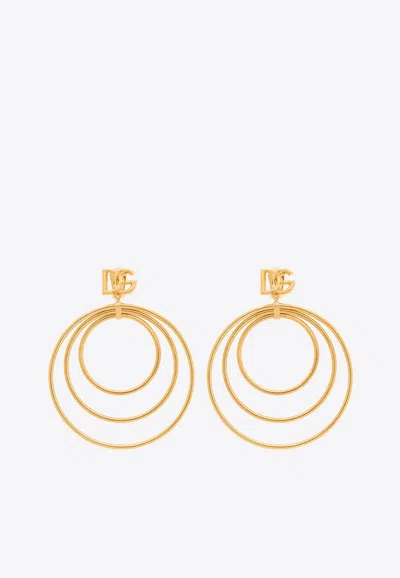 Dolce & Gabbana Dg Logo-charm Multi-hoop Earrings In Gold