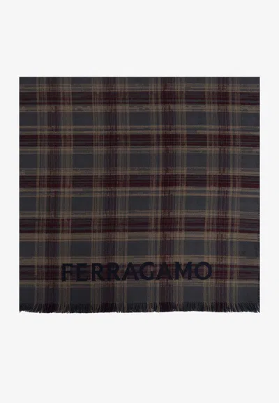 Ferragamo Patterned Wool Scarf In Multicolor