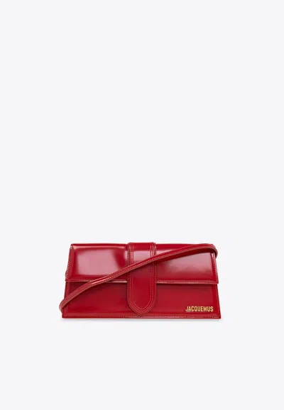Jacquemus Le Bambino Long Leather Shoulder Ba In Red