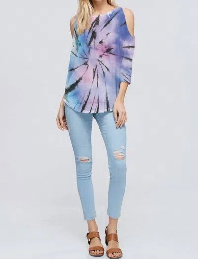 Phil Love Starburst Cold Shoulder Tie Dye Top In Multi In Multi