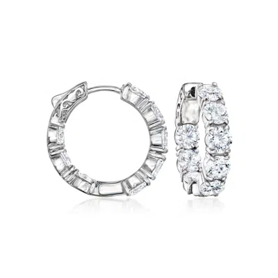 Ross-simons Cz Inside-outside Hoop Earrings In Sterling Silver In White