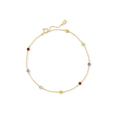 Rs Pure By Ross-simons Multi-gemstone Station Anklet In 14kt Yellow Gold In Multi