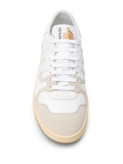 Lanvin Mesh And Leather Clay Sneakers With In White