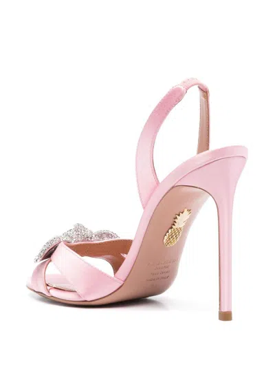 Aquazzura Heel Sandals With Cut-out Detailing And Embellished Bow In Light Rose