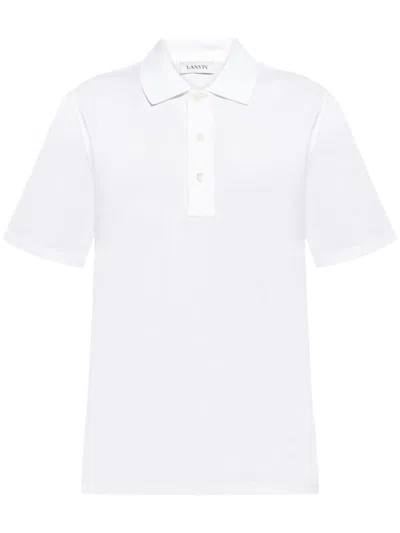 Lanvin Collared Shirt With Short Sleeves And Slits In Optic White