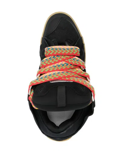 Lanvin Low Top Sneakers Colorful Laces In Black