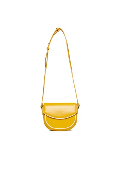 Marni Smile Bag In Coated Fabric In Yellow