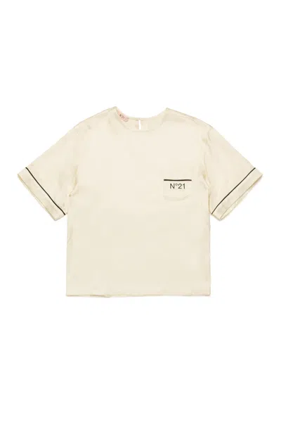 N°21 Satin Branded Shirt In White