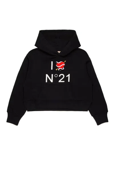 N°21 Logo-print Hoodie In Black