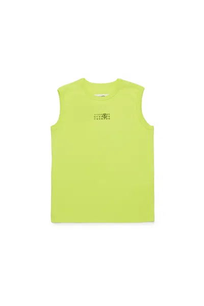 Mm6 Maison Margiela Sleeveless T-shirt Branded With Numeric Logo In Green