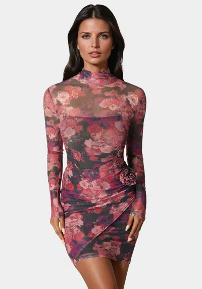 Bebe Floral Mesh Bodysuit In Romantic Floral Print