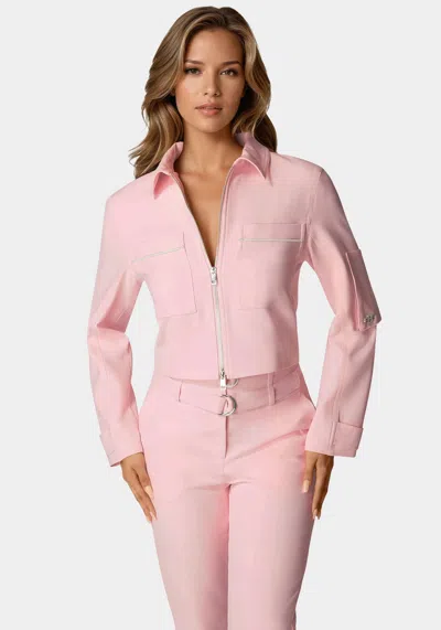 Bebe Embellished Bomber Jacket In Mary's Rose
