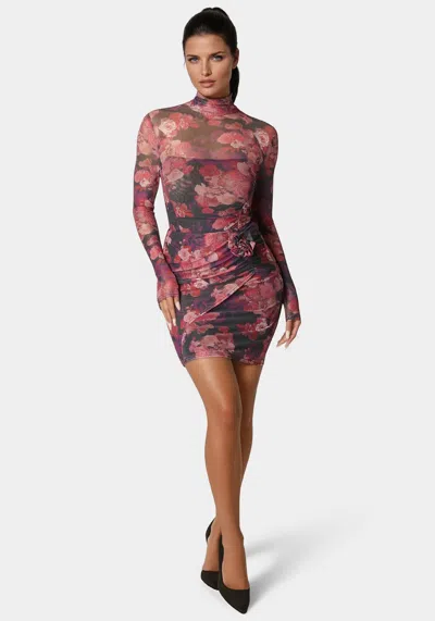 Bebe Floral Mesh Mini Skirt In Romantic Floral Print
