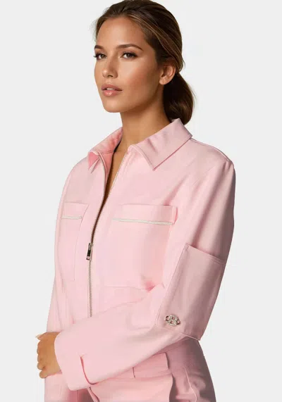 Bebe Embellished Bomber Jacket In Mary's Rose