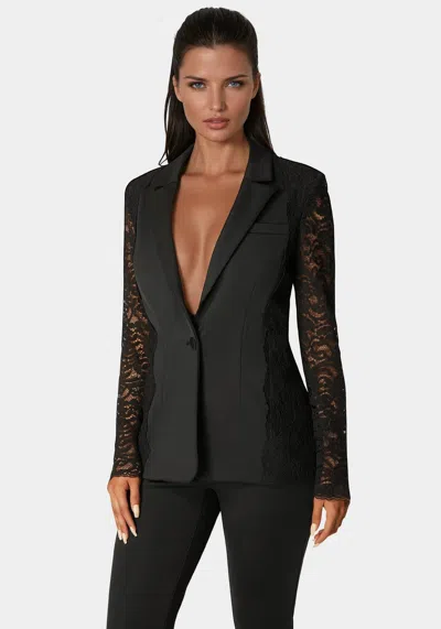 Bebe Tailored Lace Blazer In Black