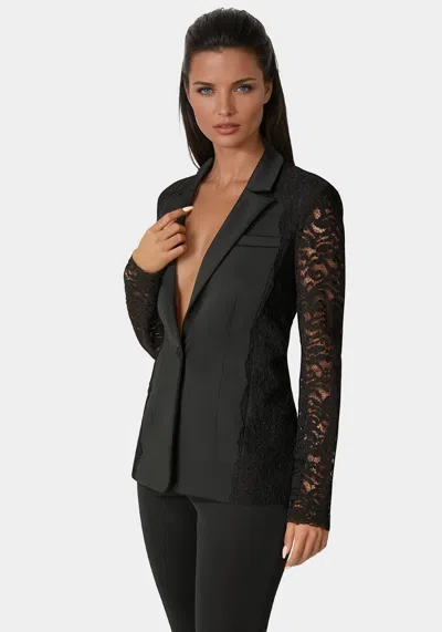 Bebe Tailored Lace Blazer In Black