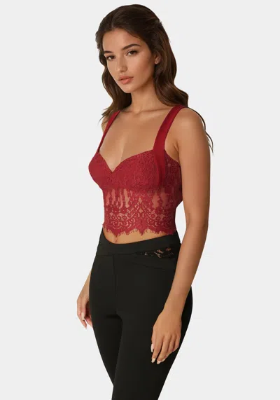 Bebe Lace Corset In Red Dahila