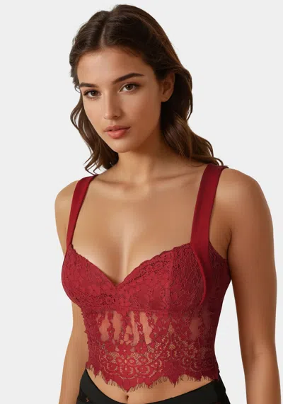 Shop Bebe Lace Corset In Red Dahila