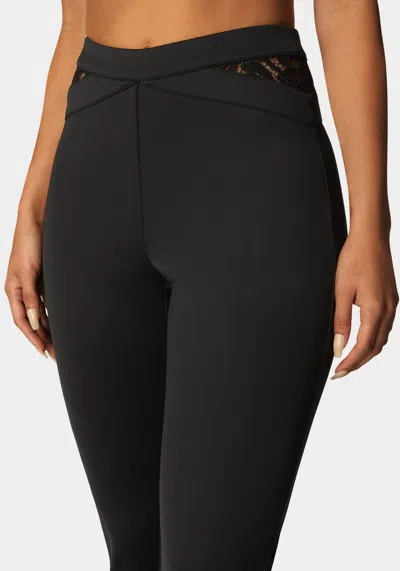 Bebe High Waist Lace Detail Slim Leg Pant In Black