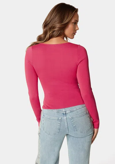 Bebe Cold Shoulder Ring Detail Top In Raspberry
