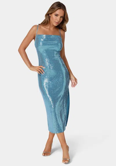 Bebe Sequin Gown In Blue