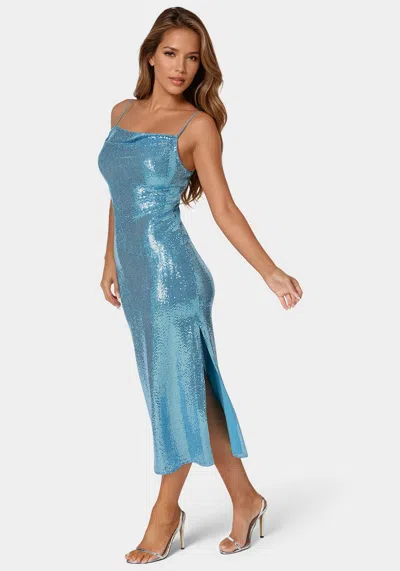 Bebe Sequin Gown In Blue