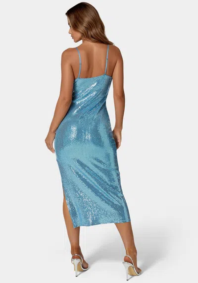 Bebe Sequin Gown In Blue
