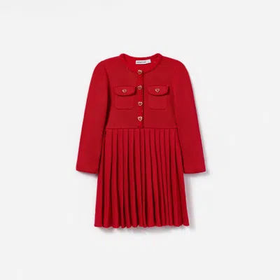 Self-portrait Self Portrait Girls Knitted Pleat Dress In Red